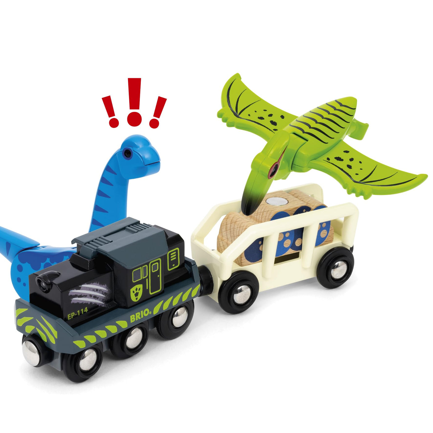 BRIO World - 36096 Dinosaurier Batteriezug - Spielzeugzug für Kinder ab 3 Jahren