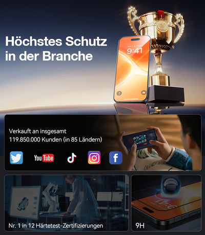 TORRAS für iPhone 16 Plus für Panzerglas [Full Screen] TOP Bruchsicherheit Folie für iPhone 16 Plus Schutzfolie 9H+ Schutzglas [Auto-Installation] Anti-Fingerabdruck, 2 Stück