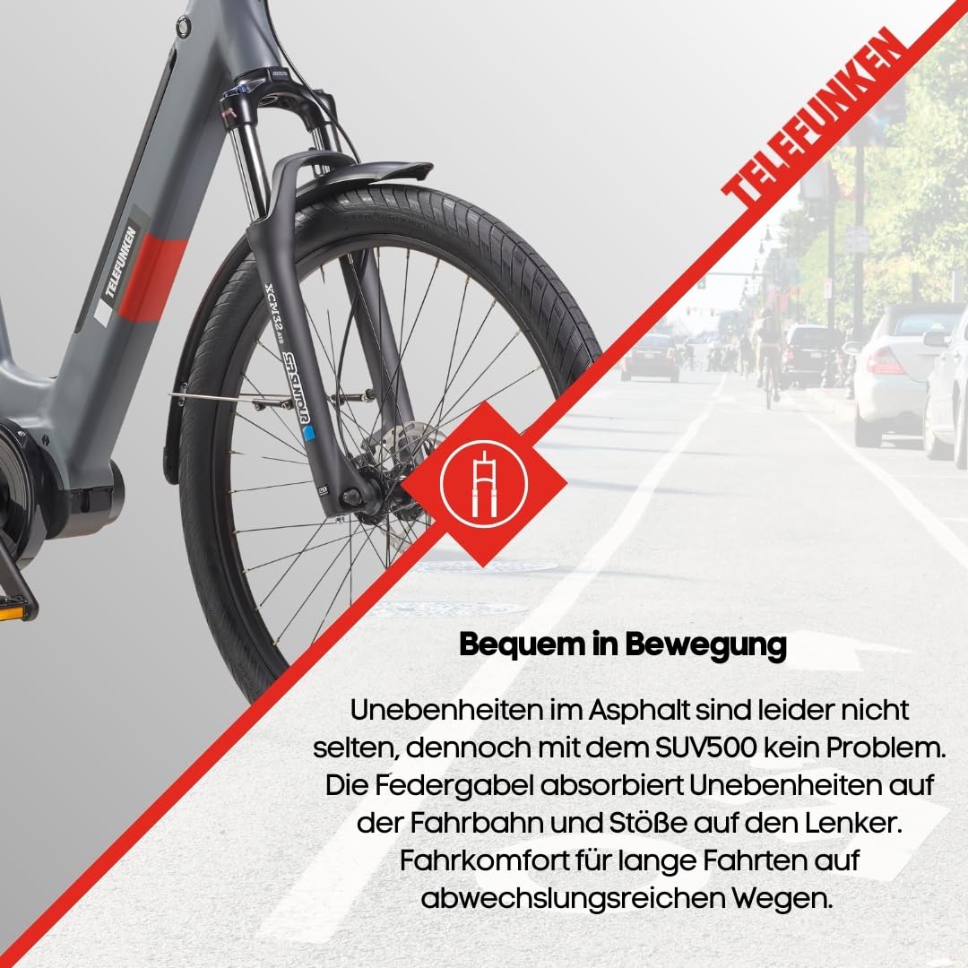 TELEFUNKEN SUV E-Bike 27,5 Zoll für Damen & Herren | Pedelec mit Mittelmotor & 468Wh Akku | Elektrofahrrad mit 7-Gang Kettenschaltung & Hydr. Scheibenbremsen, StVZO-konform | SUV500