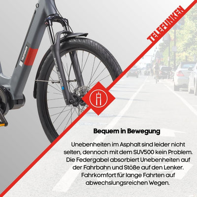 TELEFUNKEN SUV E-Bike 27,5 Zoll für Damen & Herren | Pedelec mit Mittelmotor & 468Wh Akku | Elektrofahrrad mit 7-Gang Kettenschaltung & Hydr. Scheibenbremsen, StVZO-konform | SUV500