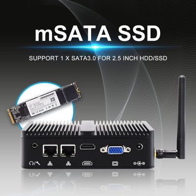 WEIDIAN Mini Industrie PC Lüfterloser PC Celeron J4125 8GB RAM 256GB SSD 2LAN HD VGA Win11 Mini PC Lüfterlos Hohe Leistung Kompaktes Design Embedded Industrie Mini Computer, Lüfterloser Mini PC