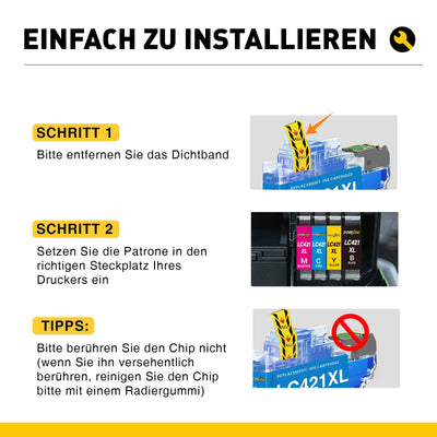 LC421XL LC-421XLVAL Tintenpatronen Value (8er-Pack) für Brother LC421 LC-421XL Multipack Patronen für Brother DCP-J1050DW MFC-J1010DW DCP-J1140DW DCP-J1800DW (LC421XL Schwarz Cyan Magenta Gelb)
