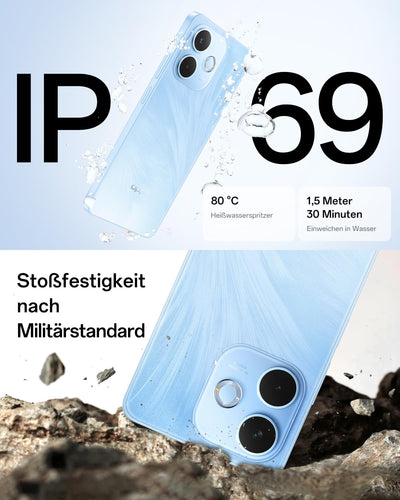 OPPO A5 Pro 4G 8GB+256GB, Simlockfreies Smartphone mit KI, 6,67" 90Hz-Display, 50MP-AF-Kamera, 5800mAh-Akku, IP69-Schutz gegen Wasser und Staub, Feather Blue (inklusive 45-W-SUPERVOOC-Ladegerät)