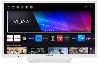 Telefunken Fernseher 24 Zoll Smart TV VIDAA XH24VP550M-W HD Fernseher, HDR TV mit integriertem Triple-Tuner, LED TV weiß