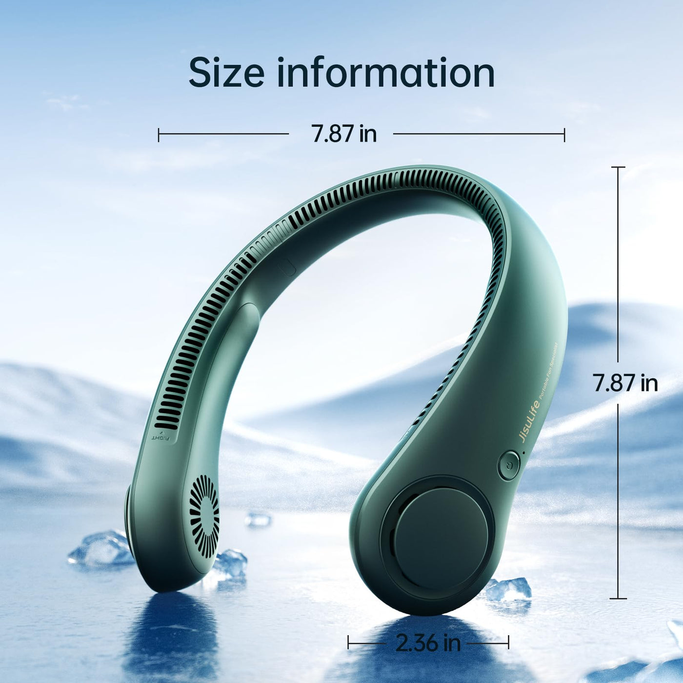 JISULIFE Tragbarer Hals-Ventilator, Hands Free Bladeless Fan, 4000 mAh Batteriebetriebener Tragbarer Persönlicher Ventilator, USB-Betriebener Schreibtisch-Ventilator, 5 Geschwindigkeiten - Dunkelgrün