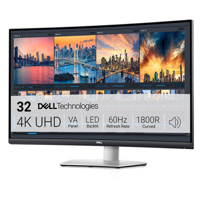 Dell S3221QSA 31.5 Zoll 4K UHD (3840x2160) 1800R Curved Monitor, 60Hz, VA, 4ms, AMD FreeSync, 99% sRGB, Eingebaute Lautsprecher, DisplayPort, 2x HDMI, 3x USB, 3 Jahre Garantie, Silber