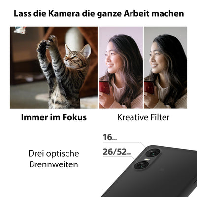 Sony Xperia 10 VI (5.000 mAh Akku, 6,1 Zoll 21:9 OLED, DREI optische Brennweiten, Leicht und kompakt, 3,5mm Audio, Android 14, IP65/68, Dual SIM, weiß, 24+12 Monate Garantie [Amazon Exklusiv]