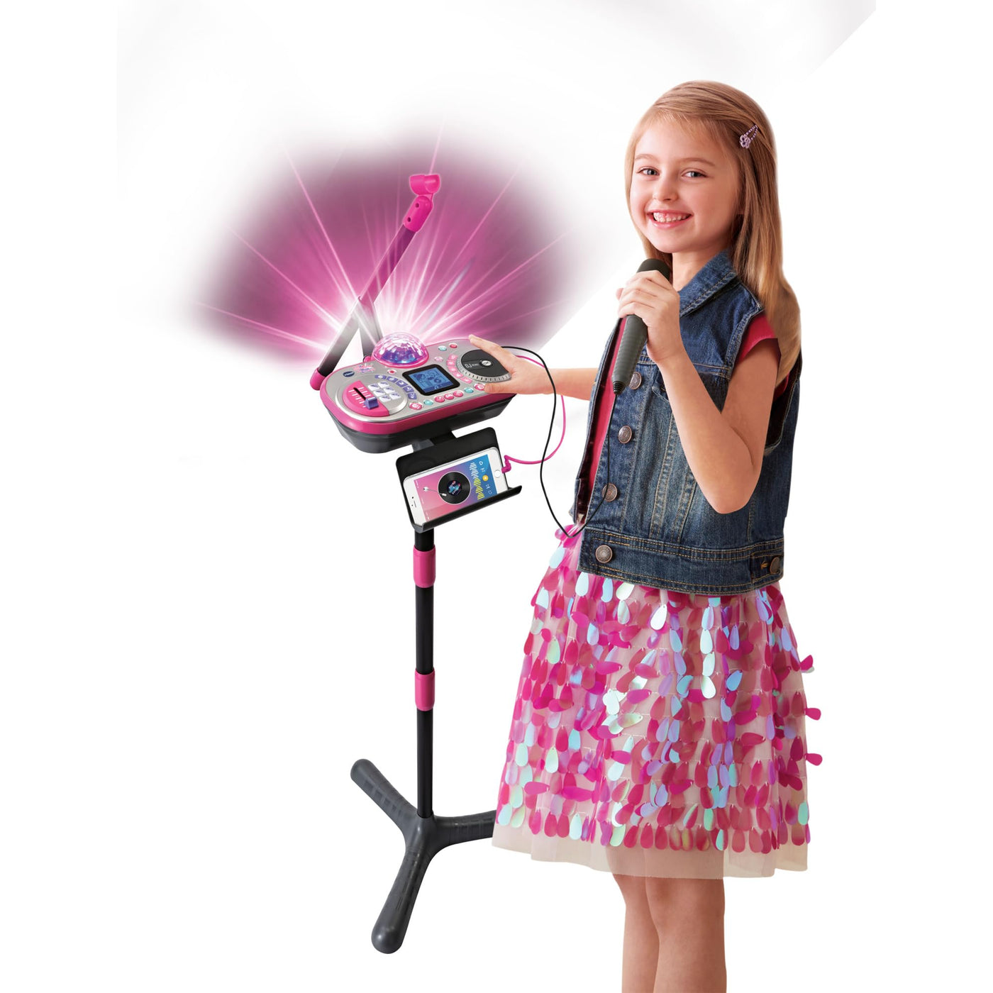 VTech Kidi Super Star DJ Studio pink – 10-in-1 Karaokespielzeug mit Mikrofon, abnehmbarem DJ-Mischpult und vielen Effekten zum Bearbeiten der Musik – Für Kinder von 6-12 Jahren