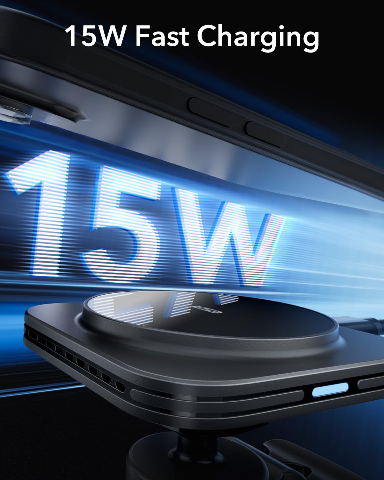 ESR 15W für Magsafe Autohalterung mit Ladefunktion, Handyhalterung Auto Ladegerät, Magnet Kabellose Handyhalterung Auto mit Ladefunktion für iPhone Air/17/16/15/14/13/12, Galaxy S25, Schnellladung
