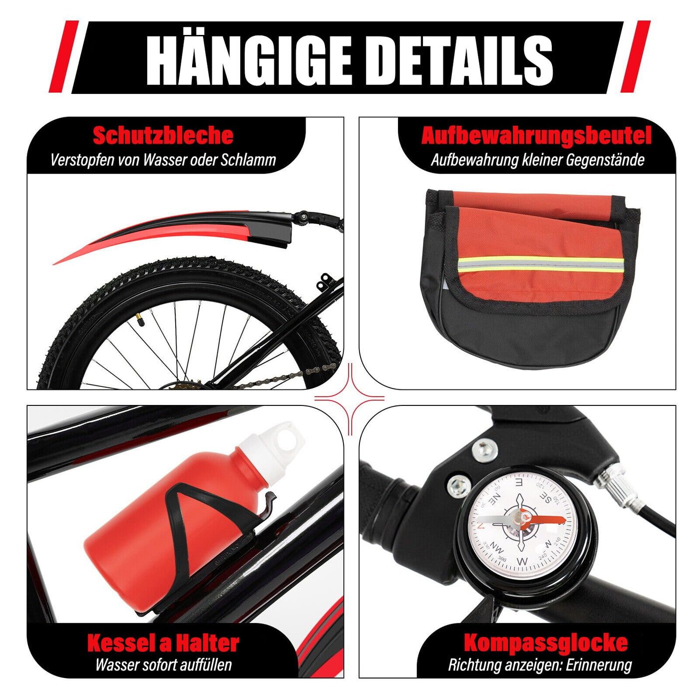 20 Zoll Kinderfahrrad 7 Gang Rotes Mountainbike mit Doppelscheibenbremsen Jungen- und Mädchenfahrräder eignen sich für das Fahren auf der Straße, in den Bergen und auf einer Vielzahl anderer Weg