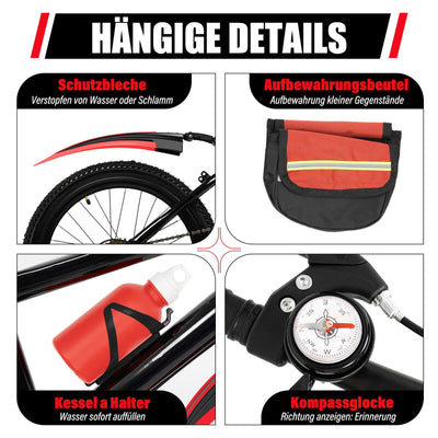 20 Zoll Kinderfahrrad 7 Gang Rotes Mountainbike mit Doppelscheibenbremsen Jungen- und Mädchenfahrräder eignen sich für das Fahren auf der Straße, in den Bergen und auf einer Vielzahl anderer Weg