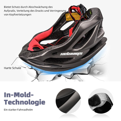 Shinmax Fahrradhelm Herren Fahrradhelm Damen Fahrradhelm mit Visier Abnehmbarer Fahrradhelm mit Licht MTB Fahrrad Helm Erwachsenen Unisex Mountainbike Helm Radhelm Rennradhelm 57-62cm