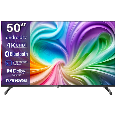 Antteq S50-AU1Q1 Fernseher 50 Zoll (126cm) Smart TV,Android TV,4K Ultra HD,Triple Tuner,Google Play Store,DAZN,Bluetooth-Sprachfernbedienung,WiFi