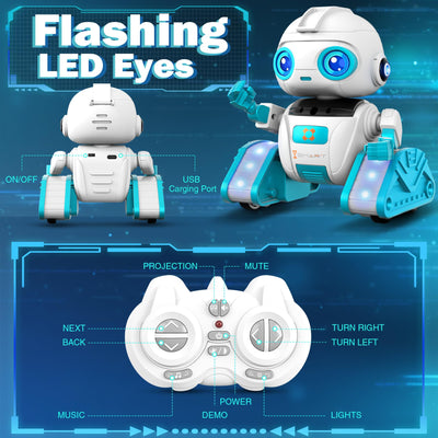 Subtail Roboter Kinder Spielzeug - Wiederaufladbar und Projizierbar - RC-Roboter mit LED-Augen und Musik - Robot Spielzeug ab 3 4 5 6 7 8 9 10 Jahre Jungen - Gestensensor Kinderspielzeug Geschenk