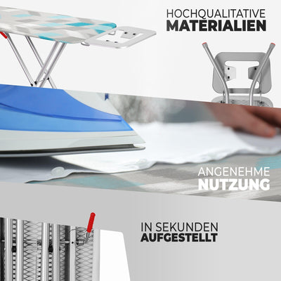 STAHLMANN ® Bügelbrett [110x30 Bügelfäche ] mit rutschfesten Füßen – robuster Bügeltisch – extra stabiles Bügelbrett [Made IN EU] – Tischbügelbrett