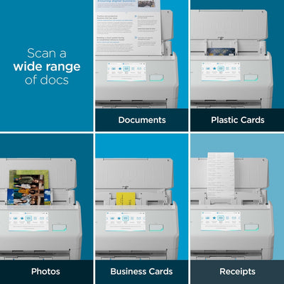 ScanSnap iX2500 Weiß – Ultraschneller Duplex-Scanner mit 45 S./Min., 100-Blatt-ADF, 600 DPI, 5″ Touchscreen, WLAN/Bluetooth/USB-Konnektivität