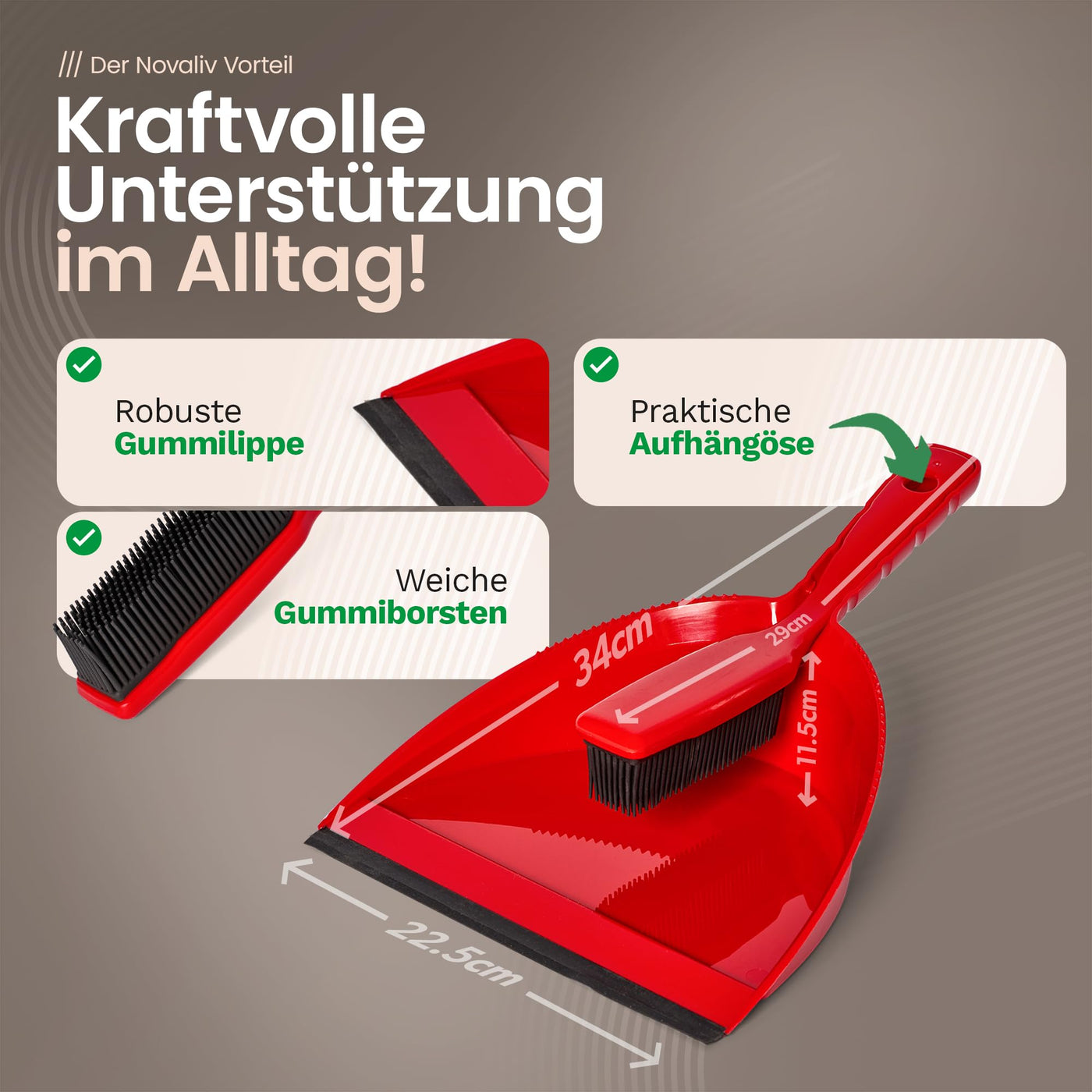 Novaliv Gummibesen mit Teleskopstiel & Kehrgarnitur Friseurbesen Set Gummi Noppenbesen Hundehaarentferner Broom Parkett Besen für Drinnen Teppichbesen Bodenabzieher Haushaltsbesen Wunderbesen