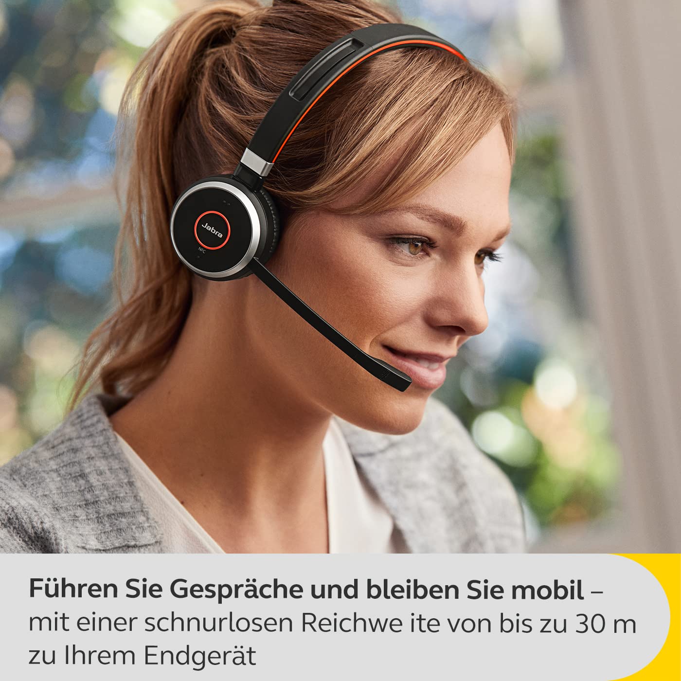 Jabra Evolve 65 SE Schnurloses Stereo-Headset - Bluetooth-Headset mit Mikrofon mit Geräuschunterdrückung, langlebigem Akku und dualer Konnektivität - Für MS Teams Zertifiziert - Schwarz, 6599-833-309