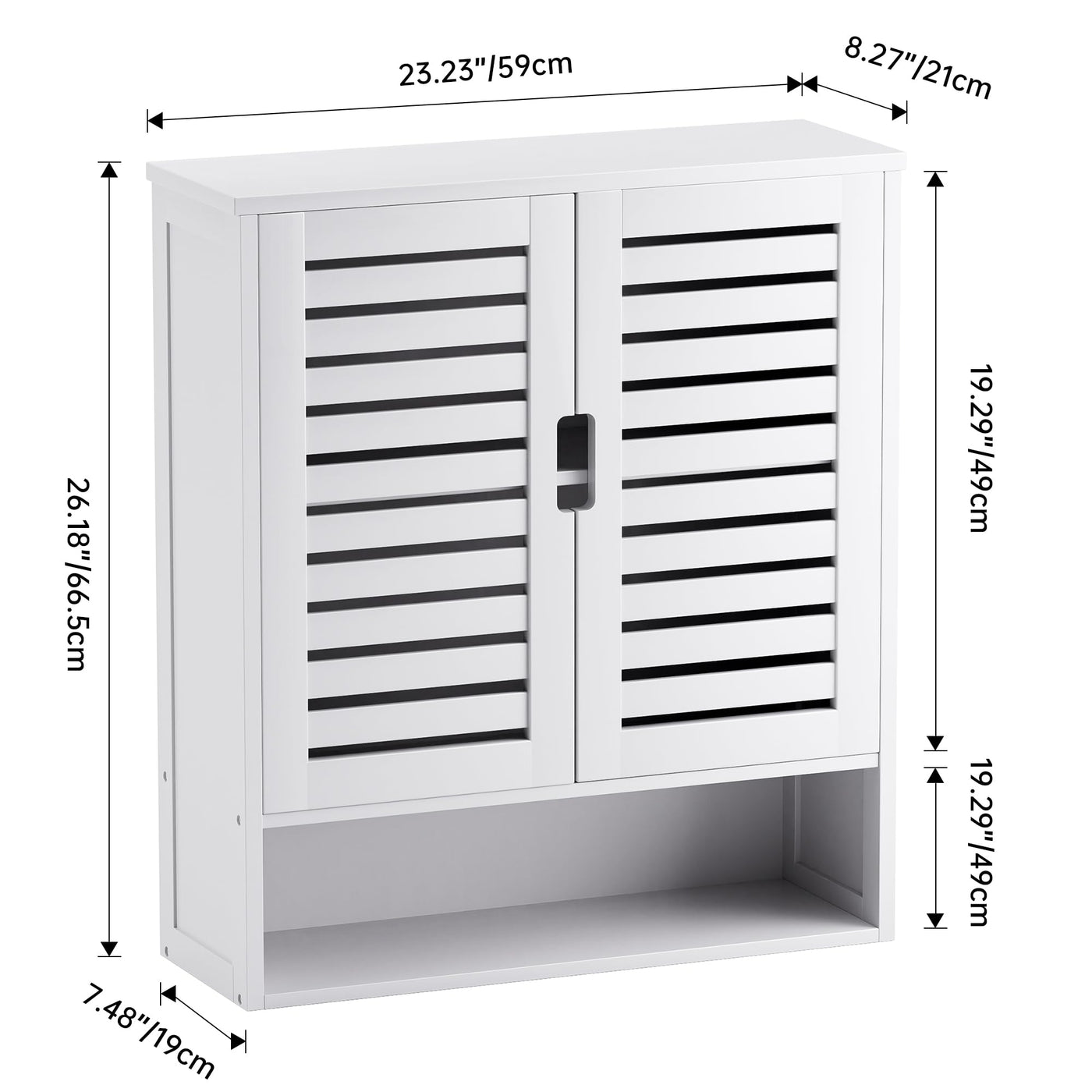 SMIBUY Badezimmerschrank Wandmontage, Bambus über der Toilette Lagerung Veranstalter, Platz sparende Medizin Schrank mit 2 Türen und verstellbaren Regalen (Weiß)