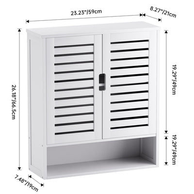 SMIBUY Badezimmerschrank Wandmontage, Bambus über der Toilette Lagerung Veranstalter, Platz sparende Medizin Schrank mit 2 Türen und verstellbaren Regalen (Weiß)
