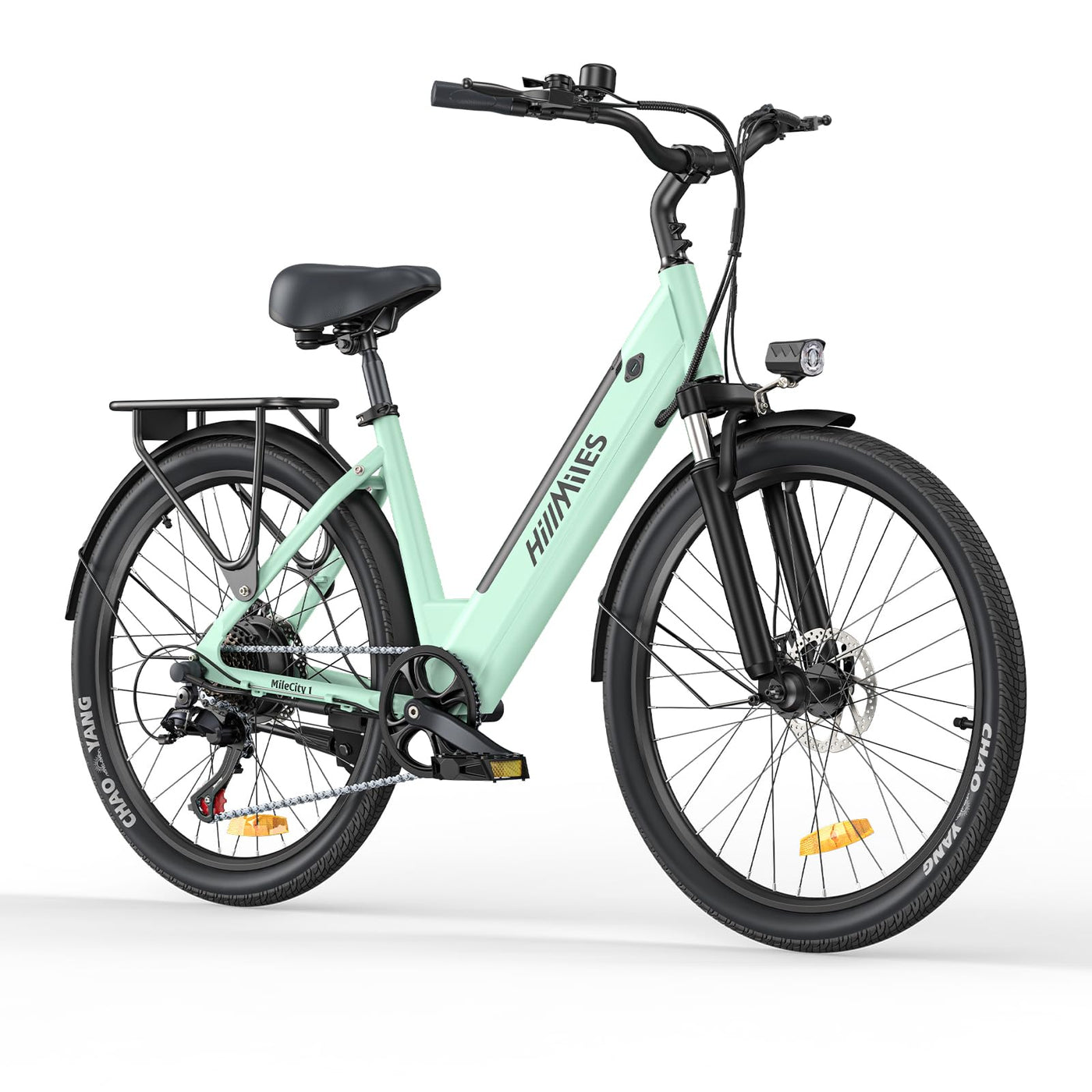 MileCity1 26" E-Bike für Erwachsene, 7 Gang Elektrofahrrad mit Austauschbarem 36V 13Ah Akku, 25 km/h und 80–100km Reichweite E-Bike für Städtische Pendler, IP65 Wasserdicht (MileCity1, Grün)