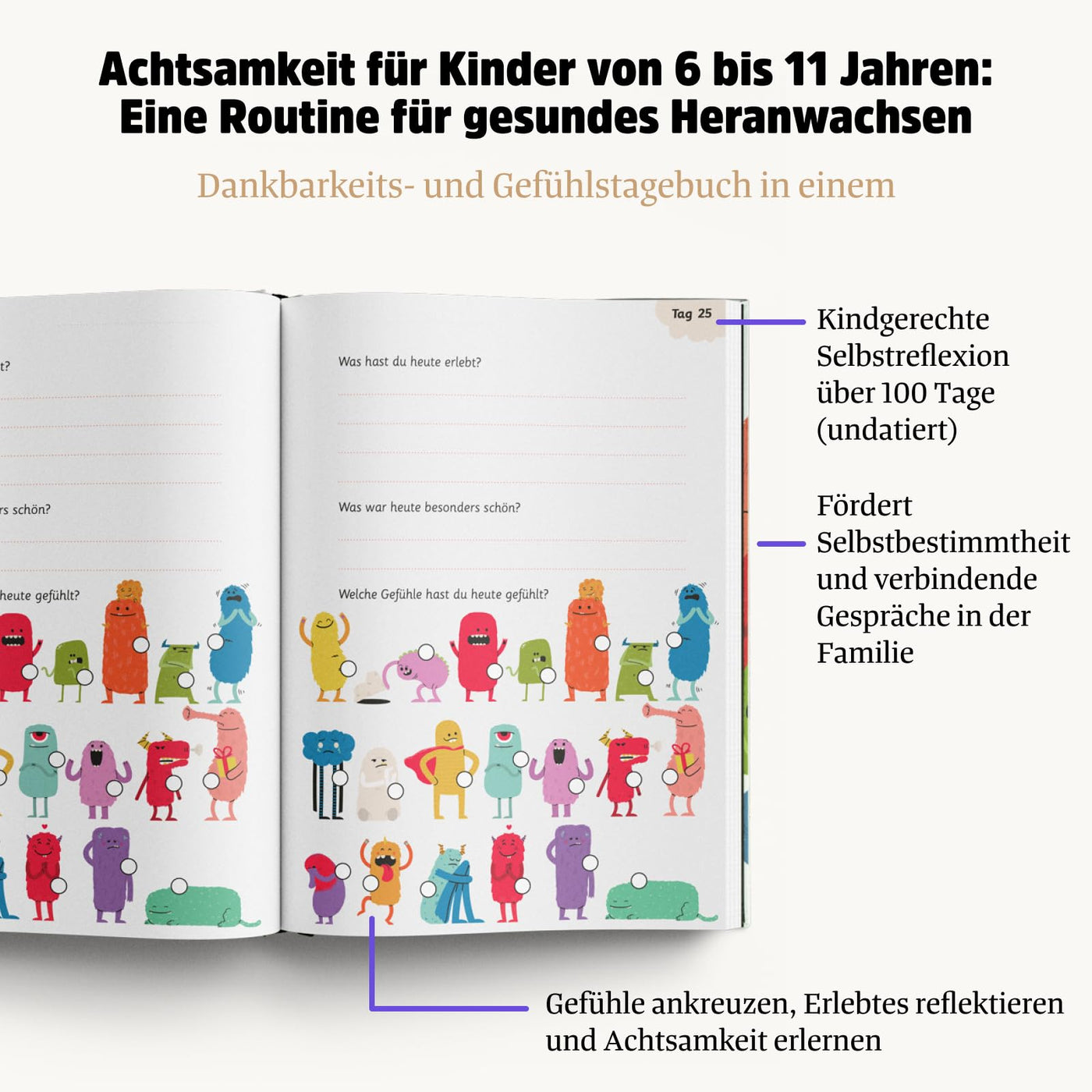 Ein gutes Gefühl: Gefühlstagebuch für Kinder. Gefühle verstehen - Achtsamkeit lernen - Tagebuch schreiben. Mit Aufklebern und Bastelideen
