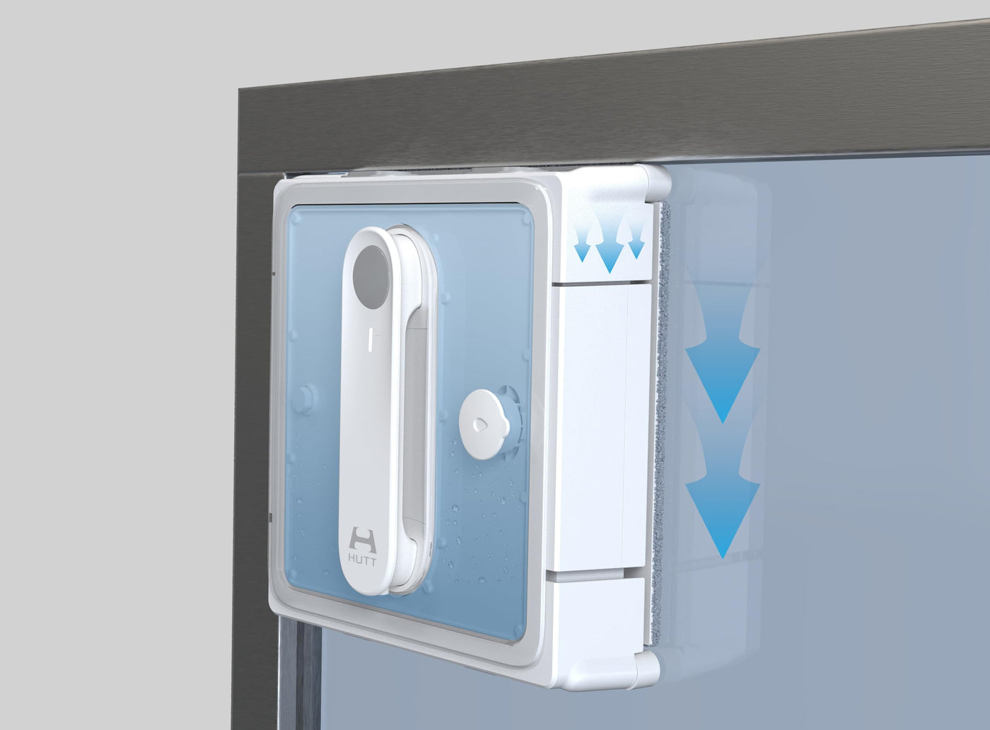 HUTT W9 Fensterputzroboter mit 150ml Panorama-Tank (3800Pa Saugleistung, Kanten- und Hinderniserkennung, Für Glas, Fliesen, Wintergärten, Spiegel etc, 13 Sensoren, Sicherungsseil, 4X Reinigungstuch)