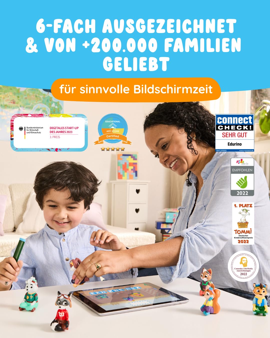 Edurino Figur Robin Erstes Rechnen bis 10 (Stufe 2) ab 4 Jahren inkl. App | Innovatives und digitales Lernspiel | Zahlenverständnis | Zahlen sortieren & ordnen | Erstes Plus- & Minusrechnen