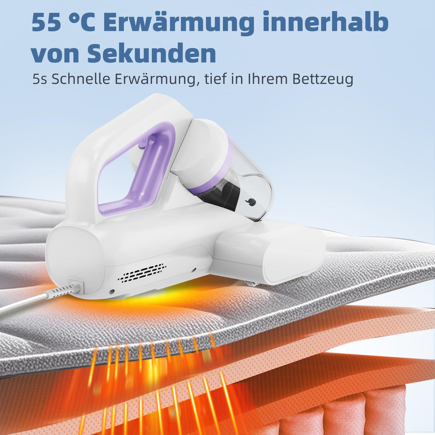 Boolean Cloud Milbensauger für Matratzen, Milbensauger mit UV Licht, 15Kpa Starke Absaugung Matratzenreiniger mit Heißer Wind, Hausstaubmilben Bekämpfen Sauger