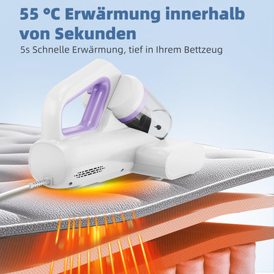 Boolean Cloud Milbensauger für Matratzen, Milbensauger mit UV Licht, 15Kpa Starke Absaugung Matratzenreiniger mit Heißer Wind, Hausstaubmilben Bekämpfen Sauger