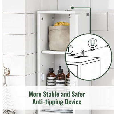 SoBuy BZR34-W Badezimmer Hochschrank mit 5 Fächern Badschrank Badregal mit 1 Schublade und Türen Badmöbel Weiß BHT ca: 20x180x20cm