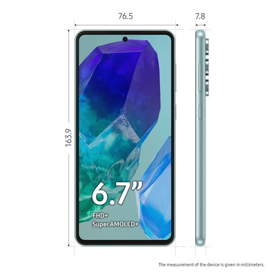 Samsung Galaxy M55 5G (Hellgrün, 8 GB RAM, 128 GB Speicher) | 50 MP Triple Cam | 5000 mAh Akku | Snapdragon 7 Gen 1 | 4 Gen OS Upgrade & 5 Jahre Sicherheitsupdate | Super AMOLED+ Display | ohne