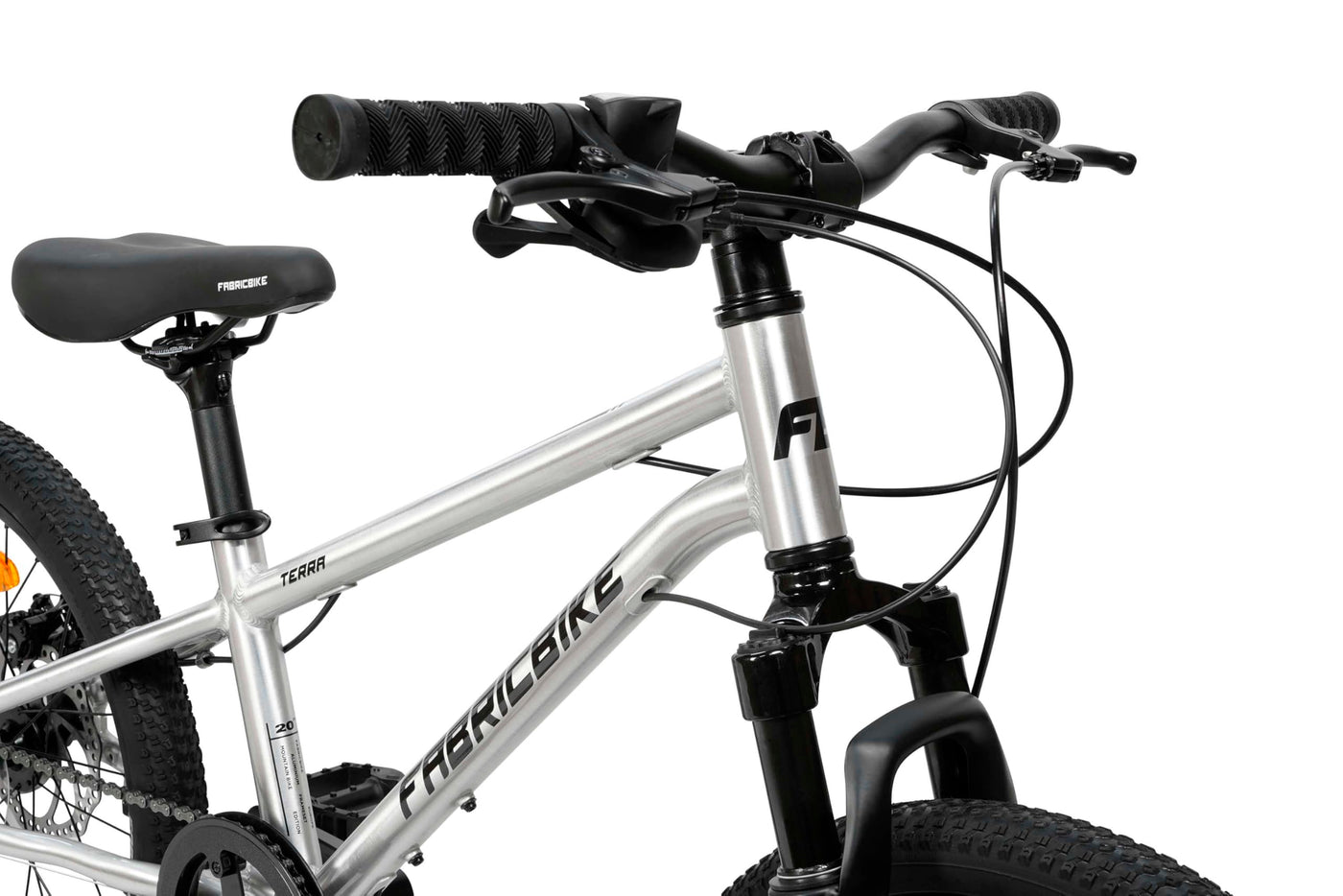 FabricBike Terra - Alu Mountainbike Jugendfahrrad 20 Zoll ab 6, 7 und 8 Jahre, 7-Gang-Schaltung, Scheibenbremse, Federgabel, Kinder Fahrrad (Polished)