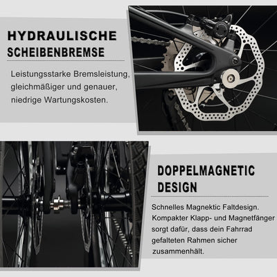 KABON Klapprad 20 Zoll Carbon, 9 Geschwindigkeit Faltrad mit Carbon Rahmen Ultraleichtes Mini Stadtfahrrad Faltrad Klapprad Herren Damen (Neu Schwarz)