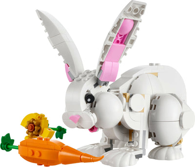 LEGO 31133 Creator 3in1 Weißer Hase Tierspielzeug Set mit Hasen-, Robben- und Papageienfiguren, Baustein-Konstruktionsspielzeug für Kinder ab 8 Jahren