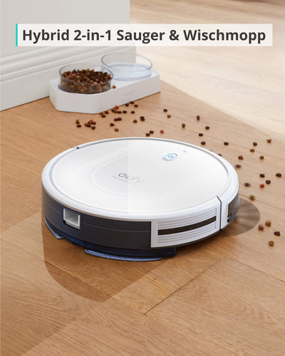 eufy Saugroboter mit Wischfunktion, RoboVac G10 Hybrid, Smart Dynamic Navigation, 2-in-1 Sauger & Wischmopp Roboterstaubsauger, 2000Pa Saugkraft, Selbstaufladend, ideal für Hartböden(Weiß)