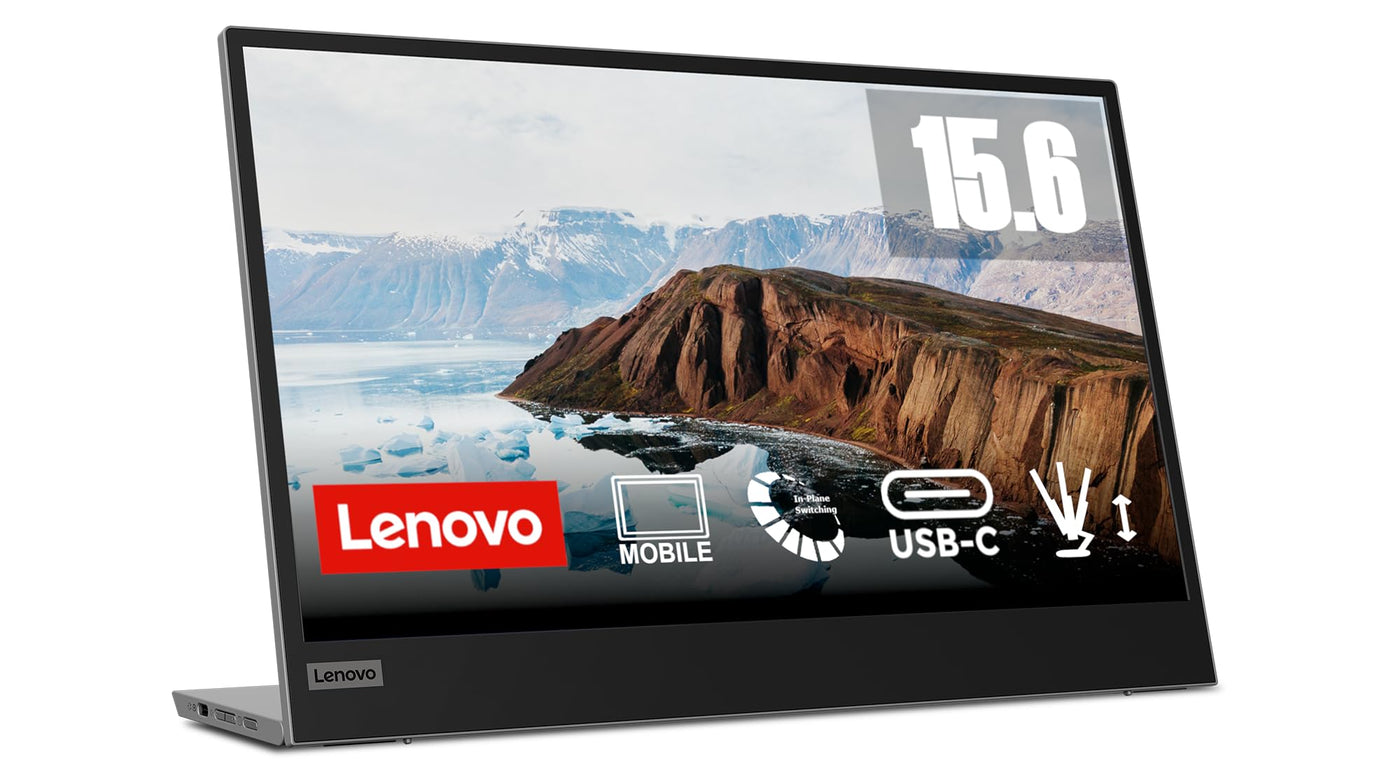 Lenovo L15 | 15,6" Full HD Monitor | 1920x1080 | 60Hz | 250 nits | 6ms Reaktionszeit | IPS-Panel | USB-C 3.2 | USB 2.0 | entspiegelt | 0,86kg | schwarz | inkl. USB-C Kabel