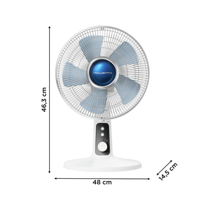 Rowenta VU2731 Turbo Silence Extreme+ Tischventilator | leistungsstark | leise mit nur 38 dB(A) | geringer Energieverbrauch | 4 Geschwindigkeiten | automatische Oszillation | sicher | Weiß