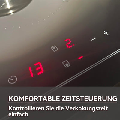 Hermitlux Domino Glaskeramikkochfeld, Eingebaut 29 cm Glaskeramik Elektrisches Kochfeld, 9 Leistungsstufen, Sensor-Touch-Steuerung, Kindersicherung, 1-99 Minuten-Timer, Geeignet für Alle Töpfe