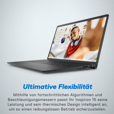 Dell Inspiron 15 3535 Laptop 15.6 Inch FHD 120Hz, AMD Ryzen 5 7520U, 8GB RAM LPDDR5, 512GB SSD, AMD Radeon Graphics, Intel Wi-Fi 6, Windows 11 Home, German QWERTY Black