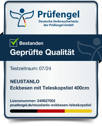 Neustanlo | Eckbesen mit Teleskopstiel | 400 cm | ausziehbar mit Stiel | farblich Sortiert | ideal für Fassadenreinigung