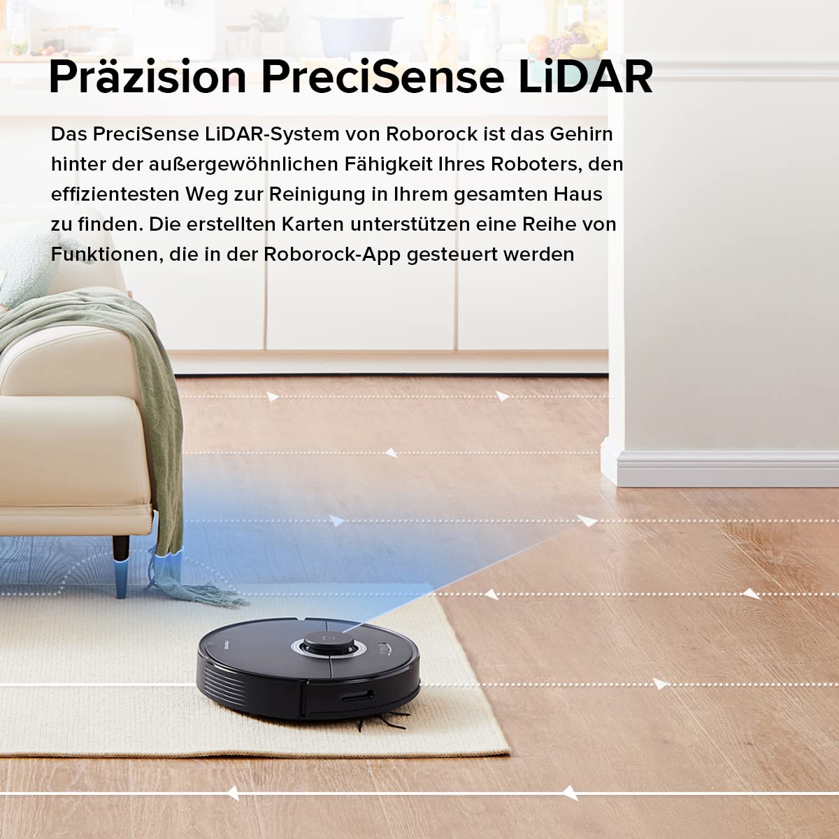 roborock Q7 Max Staubsauger, Roboter, 4200 Pa, 180 Minuten Akkulaufzeit, Roboter, selbstheilend, mit Lidar-Navigation, Kartografie, WiFi/APP/Alexa, Upgrade des S5 Max (schwarz)