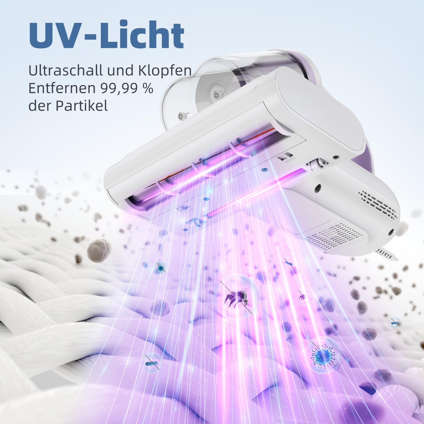 Boolean Cloud Milbensauger für Matratzen, Milbensauger mit UV Licht, 15Kpa Starke Absaugung Matratzenreiniger mit Heißer Wind, Hausstaubmilben Bekämpfen Sauger
