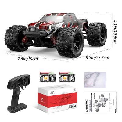 DEERC 9300 Ferngesteuertes Auto für Kinder,1/18 RC Car 4WD mit 40 km/h Hochgeschwindigkeits,2 Akku Lange Laufzeit,2,4 GHz Fernbedienung Geländewagen Outdoor Indoor Fahrzeug für Jungen Erwachsene