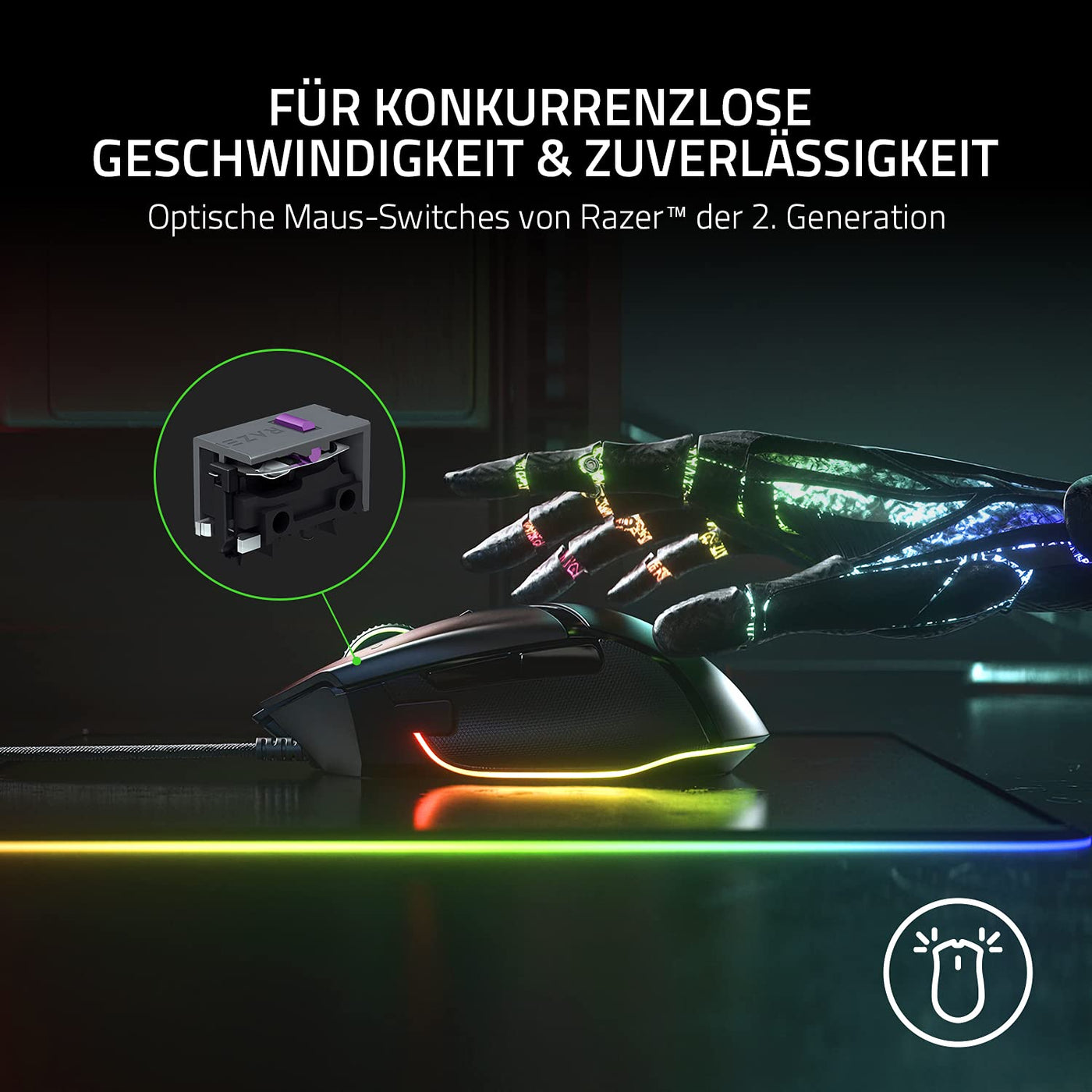 Razer Basilisk V3 - Kabelgebundene, anpassbare Gaming Maus mit Chroma RGB für PC/Mac (10+1 programmierbare Tasten, neigbares HyperScroll Mausrad, ergonomisches Design) Schwarz