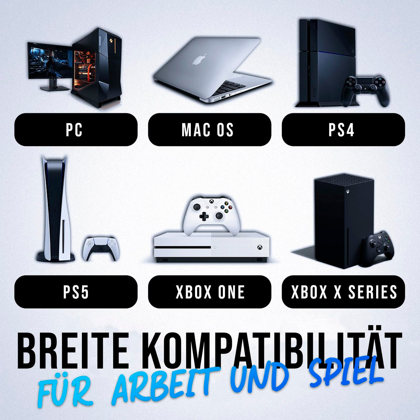 KLIM Chroma Wireless Gaming Tastatur Kabellos QWERTZ DEUTSCH - NEU - Langlebig, Ergonomisch, Wasserdicht, Leise - RGB Kabellose Tastatur Gaming für PC PS4 PS5 Mac - Schwarz