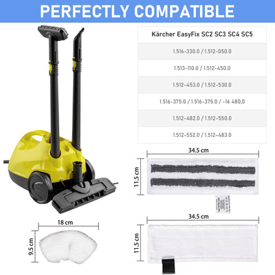 12 Stück Mikrofaser-Tuchset, Zubehör Kompatibel für Kärcher Dampfreiniger Easyfix SC2 SC3 SC4 SC5, 3 Mikrofaser-Überzugsset + 2 Schleiflappen + 3 Handdüse Microfiber Cloth + 4 Rundbürsten