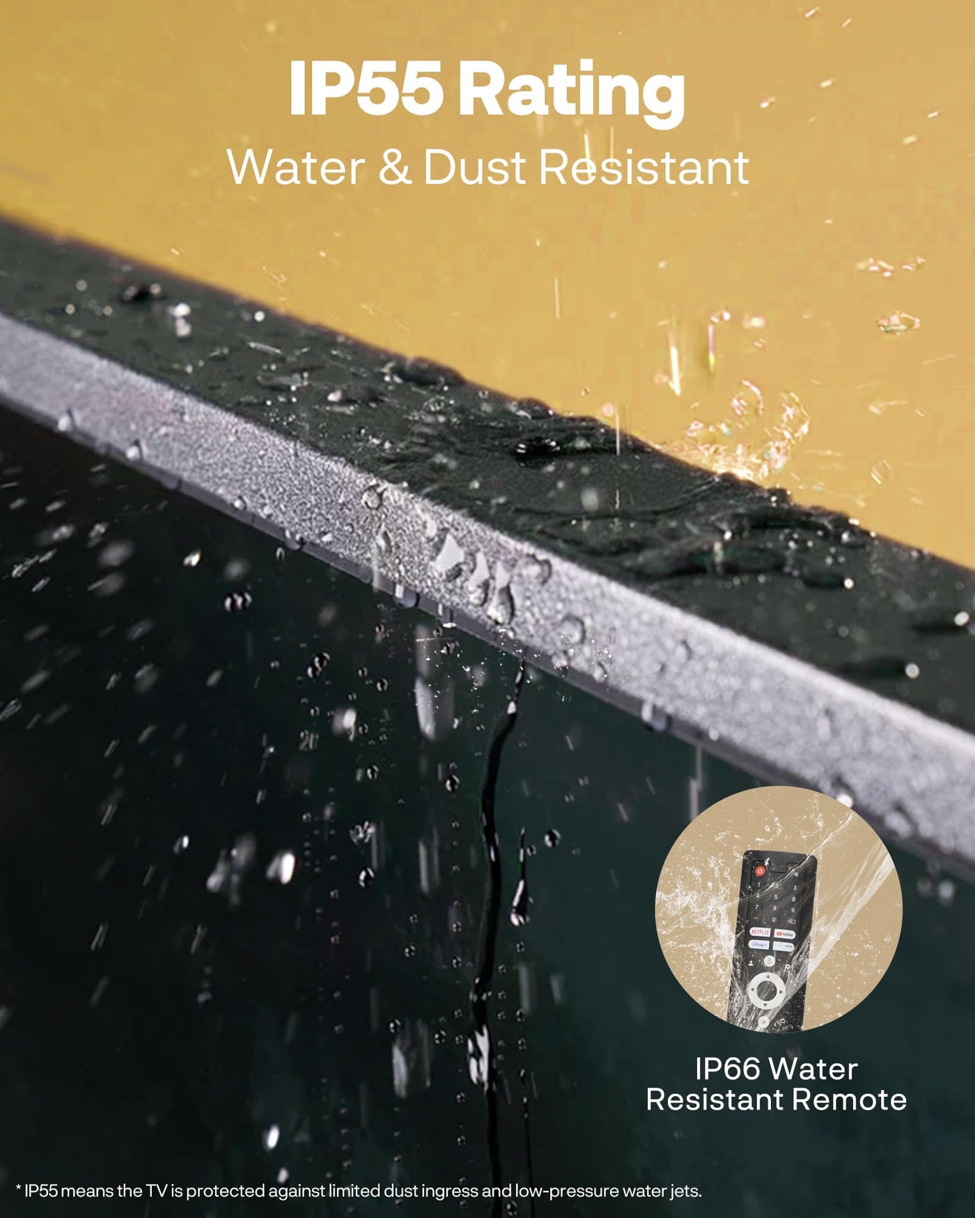 SYLVOX 65" Outdoor Fernseher, 120Hz| 4K Ultra HD | HDR 10 | Dolby Atmos | Google Outdoor TV, WiFi 5G & HDMI 2.1 Wetterfest und IP55 Wasserdicht TV, 1000 Nits Smart Fernseher für Gaming (Modell 2025)