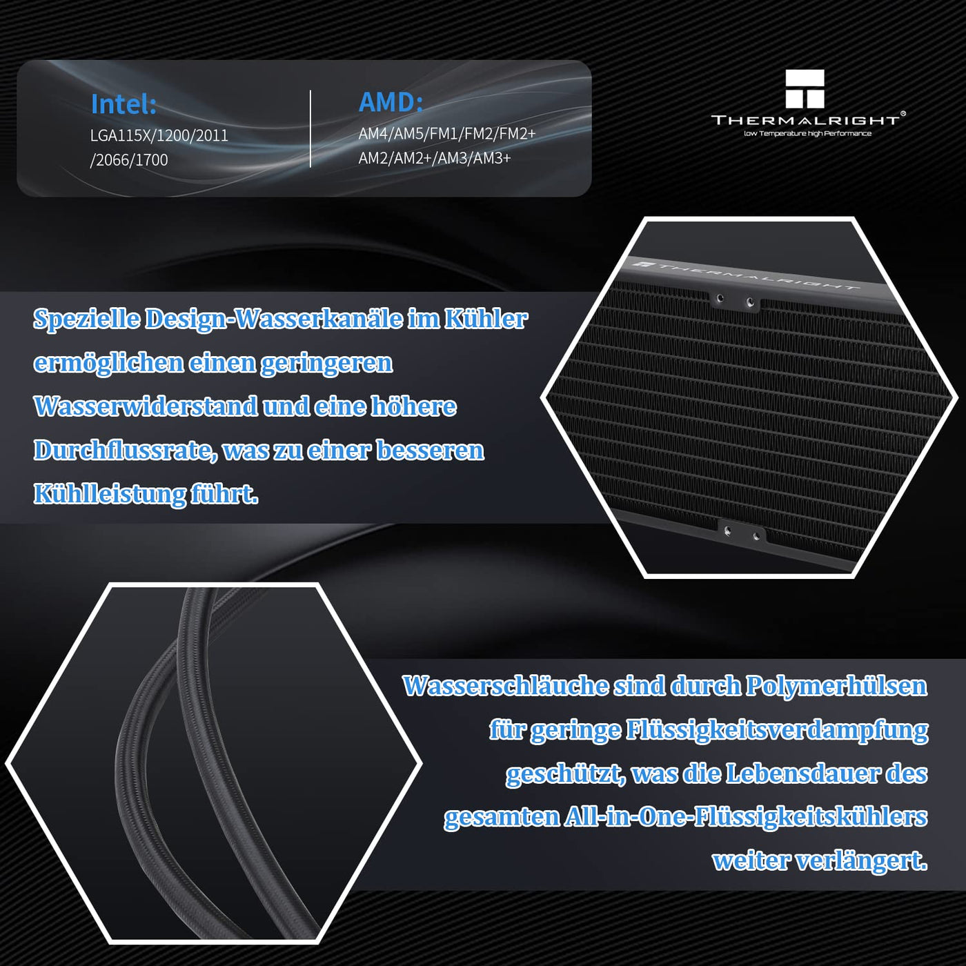 Thermalright Frozen Notte 240 BLACK ARGB Wasserkühlung CPU Kühler, 240 CPU Kühler Spezifikationen, Doppel PWM Lüfter, S-FDB V2 Lager, passend für AMD/AM4 AM5, Intel LGA 1700/1150/1151/1200/2011