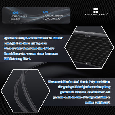 Thermalright Frozen Notte 240 BLACK ARGB Wasserkühlung CPU Kühler, 240 CPU Kühler Spezifikationen, Doppel PWM Lüfter, S-FDB V2 Lager, passend für AMD/AM4 AM5, Intel LGA 1700/1150/1151/1200/2011